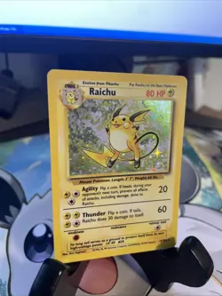 Pokemon TCG Raichu Base Set Holo Rare Card 14/102 Hp 80 - Image 2