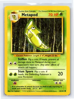 Base Set Pokemon TCG Metapod 54/102 Unlimited - Image 1