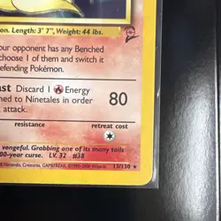 Ninetales Pokemon TCG Base Set 2 Holo Rare 13/130 80 HP English 1999 - Image 5