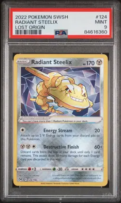 Radiant Steelix PSA PSA MINT 9 Pokemon Sword & Shield Lost Origin 124 - Image 1