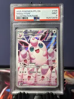 2025 POKEMON PFL EN-PHANTASMAL FLAMES ILLUSTRATION RARE #105 WIGGLYTUFF PSA 9 - Image 1
