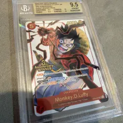 BGS 9.5 GEM MINT One Piece ST01-012 Monkey.D.Luffy 3rd Anniversary Winner - Image 1