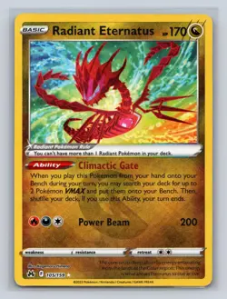 Radiant Eternatus 105/159 Radiant Rare Crown Zenith Pokemon NM - Image 1