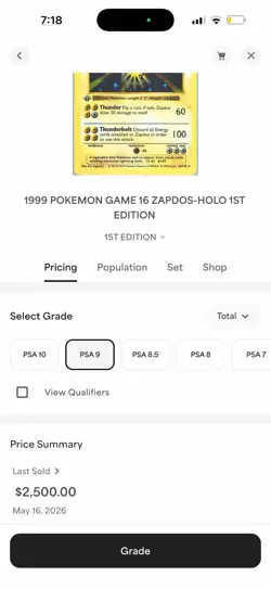 1999 POKEMON GAME 16 ZAPDOS-HOLO 1ST EDITION PSA 9 - Image 3