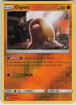 Diglett 85/214 Common Unbroken Bonds Pokemon Reverse Holo Near Mint - Image 1