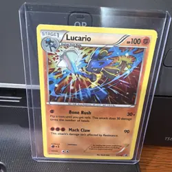 Pokemon TCG XY Lucario XY140 Black Star Promo Cosmos Holo Galaxy SWIRL NM! - Image 1
