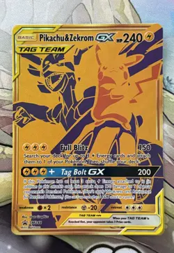 3 Pikachu & Zekrom GX Sun & Moon SM248 Holo Gold Black Star Promo Card Pokemon - Image 3