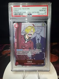 One Piece Sanji Premium Card Collection 25th Anniversary Edition OP01-013 PSA 10 - Image 1