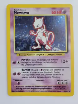 Mewtwo Base Set 2 10/130 Unlimited Holo Rare Card, Lightly Played - Image 1