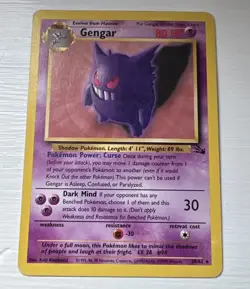 Pokemon Gengar TCG Fossil Card 20/62 Regular Non-Holo, Unlimited Rare - Image 1