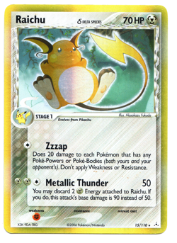 Raichu - 15/110 Holon Phantoms Holo Rare Pokemon - LP Light Play - Image 1