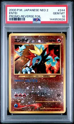 2000 Pokemon Japanese Neo 2 Entei Promo Reverse-Foil #244 PSA 10 GEM MT - Image 1