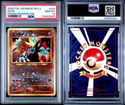 2000 Pokemon Japanese Neo 2 Entei Promo Reverse-Foil #244 PSA 10 GEM MT - Image 3
