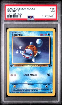 Squirtle 68 1st Edition Rocket Pokemon PSA 7 - Image 1