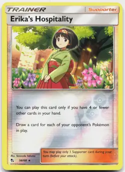 Erika's Hospitality 56/68 Rare Hidden Fates Pokemon Reverse Holo Near Mint - Image 1