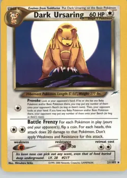 Dark Ursaring 21/105 Rare Neo Destiny Pokemon Unlimited Near Mint - Image 1