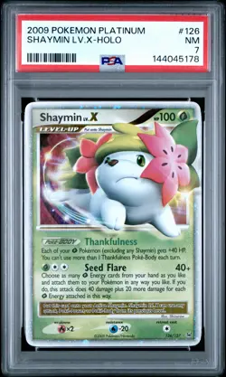 2009 POKEMON PLATINUM #126 SHAYMIN LV.X-HOLO PSA 7 - Image 1