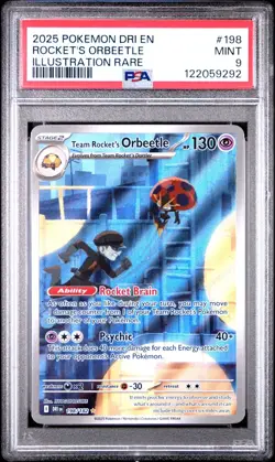 PSA 9 Team Rocket's Orbeetle 198/182 Pokemon Destined Rivals Illustration Rare - Image 1