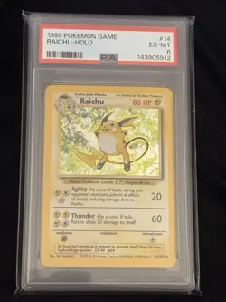 1999 POKEMON GAME #14 RAICHU-HOLO PSA 6 - Image 1