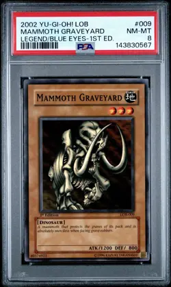 2002 Yu-Gi-Oh! Mammoth Graveyard LOB 1st Edition Common PSA 8 - Image 1