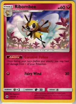 Ribombee 93/149 Holo SM Base Set - Pokemon Card - NM - Image 1