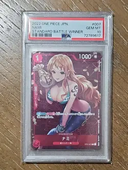 PSA 10 One Piece Card Game Nami Standard Battle Winner Promo Japanese ST01-007 - Image 1