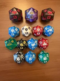 Magic The Gathering Spindown Dice Mixed Lot 14 D20 Life Counter Various Sets - Image 1