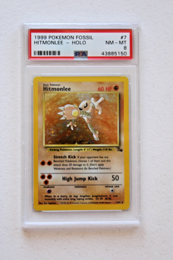 1999 pokemon fossil Hitmonlee Holo #7 PSA 8 - Image 2