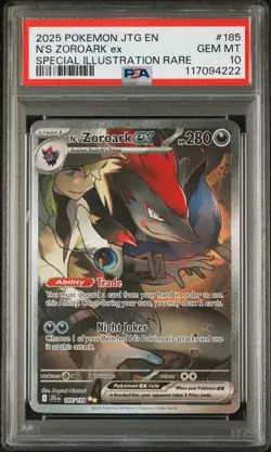 2025 POKEMON JTG EN-JOURNEY TOGETHER #185 N'S ZOROARK EX PSA 10 - Image 1