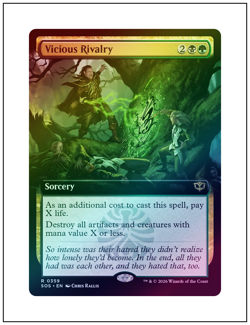 Vicious Rivalry, Extended Art Foil, Secrets of Strixhaven, Magic MTG NM - Image 1