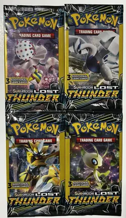 Pokemon TCG Sun And Moon Lost Thunder 3 Card Pack Art Set New Sealed - Image 1