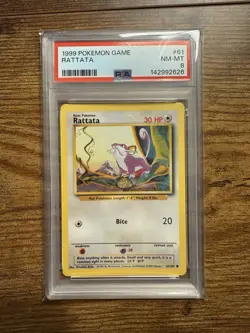 1999 POKEMON GAME BASE SET UNLIMITED #61 RATTATA PSA 8 - Image 1