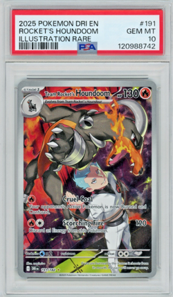 2025 Pokemon Destined Rivals Rocket's Houndoom 191/182 Illustration Rare PSA 10 - Image 1