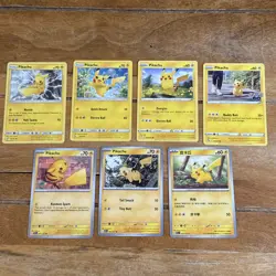 7X Pikachu Pokemon TCG Bundle - No Duplicates - Sun & Moon to Modern - Image 1