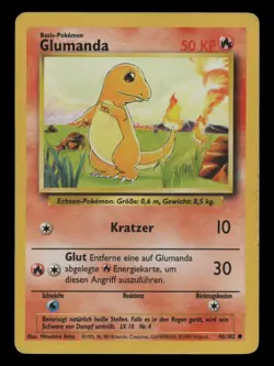 Glumanda 46/102 Basis Set Deutsch Pokemon Karten Base Set Charmander Vintage - Image 1