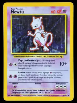 Mewtu 10/102 Basis Set Rare Holo Deutsch Pokemon Karten - Base Set Mewtwo - Image 1