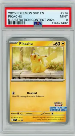 2025 POKEMON SVP EN-SV BLACK STAR PROMO ILLUSTRATION CONTEST 2024 PIKACHU PSA 9 - Image 1