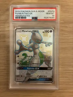 2019 Pokemon SUN & MOON HIDDEN FATES #SV59 FULL ART/MEWTWO GX PSA 10 Shiny ✨💎✨ - Image 1