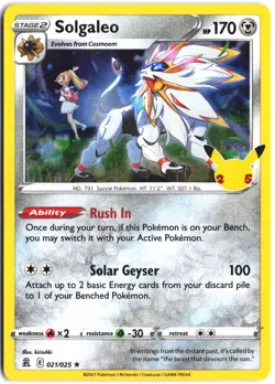 Solgaleo 021/025 Holo Rare Celebrations Pokemon - Image 1