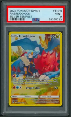 Pokemon SWSH Silver Tempest Druddigon Full Art TG09/TG30 PSA 9 - Image 1
