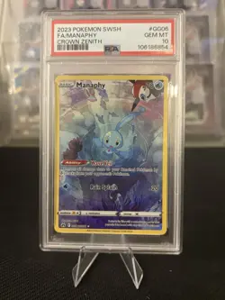 2023 POKEMON SWORD & SHIELD CROWN ZENITH #GG06 FULL ART/MANAPHY PSA 10 - Image 1