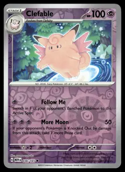 CLEFABLE - 036/165 Uncommon 151 Pokemon Reverse Holo NM - Image 1