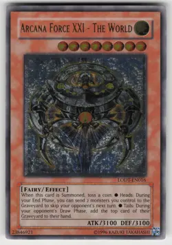 Arcana Force XXI - The World LODT-EN016 TWED ENHANCED Ultimate Rare YU-GI-OH - Image 1