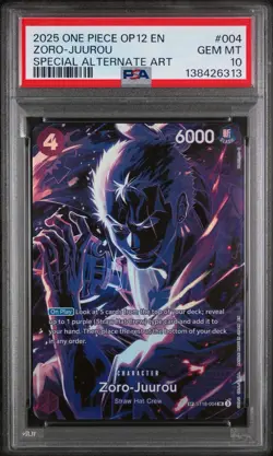 2025 One Piece OP12 Zoro-Juurou Special Alternate Art SP #004 SP PSA 10 - Image 1