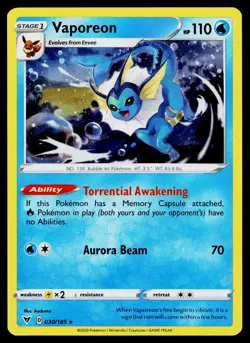 Vaporeon 030/185 Miscellaneous Cards & Products Promo Cosmos Holo - Image 1