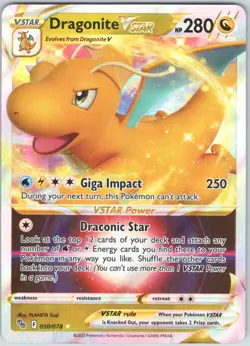 Dragonite VSTAR 050/078 Holo Rare VSTAR Pokemon GO Pokemon NM - Image 1