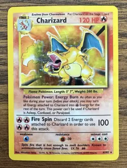 Pokemon TCG Charizard 1999 Holo Rare Card 4/102 Base Set Unlimited HP Heavy Play - Image 1