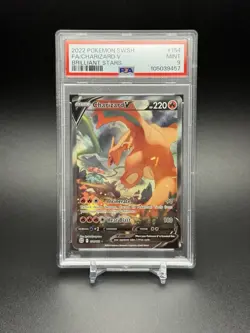 2022 POKEMON SWORD & SHIELD BRILLIANT STARS #154 FULL ART CHARIZARD V PSA 9 - Image 1