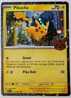 Fart Swirl 🌀 Pikachu 018 Cosmos Holo Heavily Bleed Error Rare Pokemon TCG 26 - Image 1
