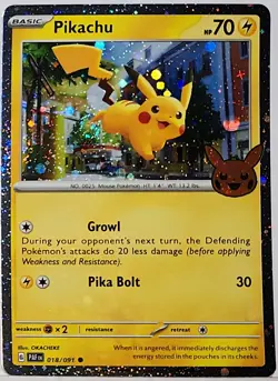 Fart Swirl 🌀 Pikachu 018 Cosmos Holo Heavily Bleed Error Rare Pokemon TCG 26 - Image 2